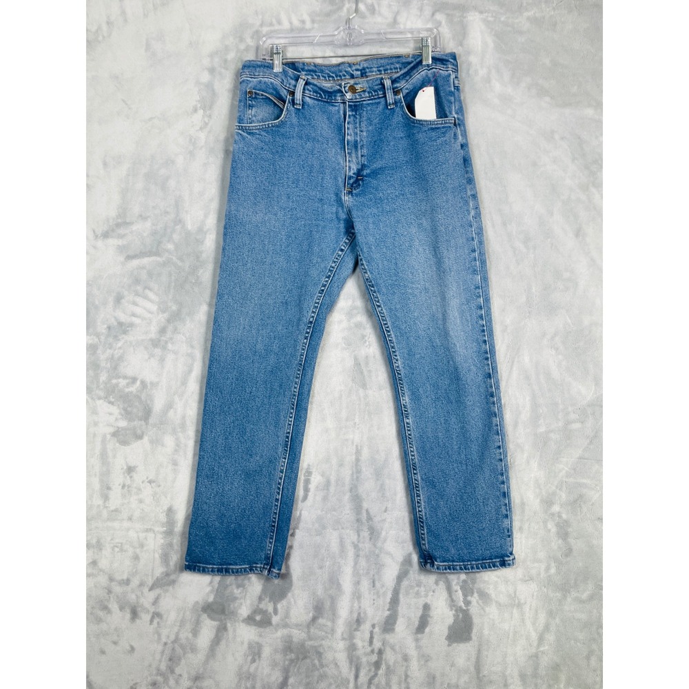 Wrangler Jeans Mens 34x30 Blue Excellent Premium Quality Straight Leg Denim